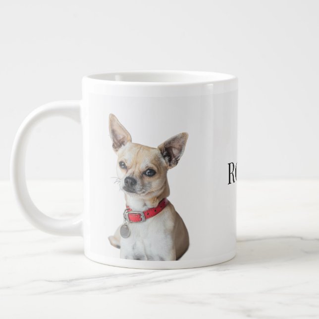 Personalized Dog Photo | Custom Pet Name  Giant Coffee Mug (Left)