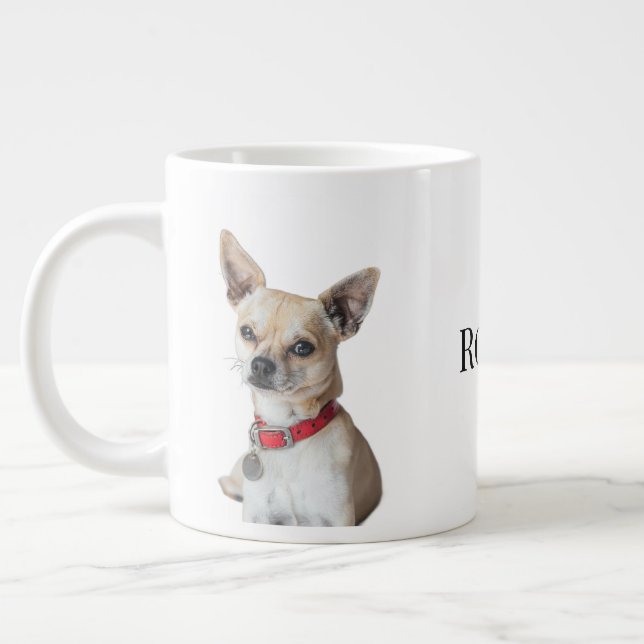 Personalized Dog Photo | Custom Pet Name  Giant Coffee Mug (Left)