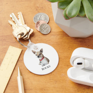 Personalized Dog Photo Custom Pet Name Keychain