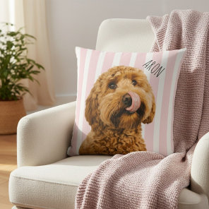 Personalized Dog Photo | Custom Pet Name Pink Throw Pillow