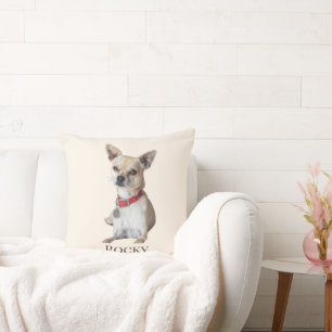 Personalized Dog Photo Custom Pet Name Throw Pillow