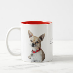 Personalized Dog Photo Custom Pet Name Two-Tone Coffee Mug