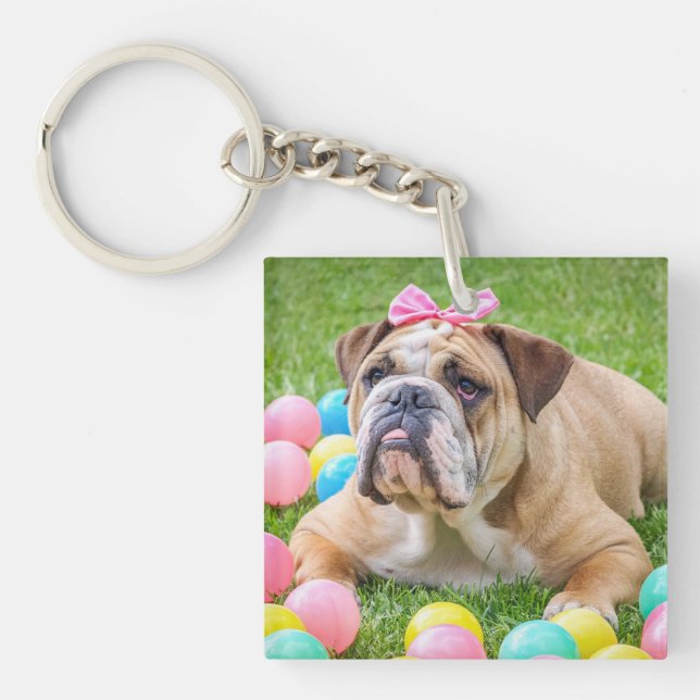 Personalized Dog Photo Double Sided Keychain (Front)