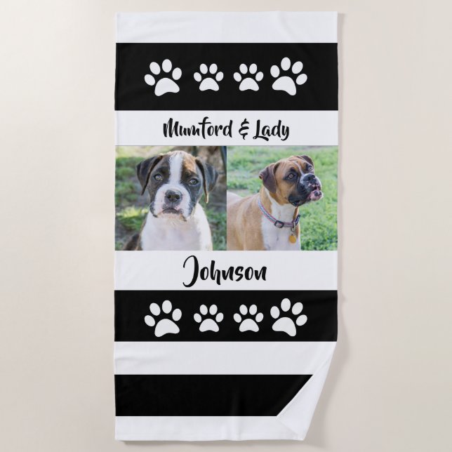 Personalized Dog Photo, Family Beach Towel (Front)