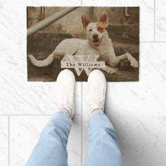 Personalized Dog Photo Family name Fiber Doormat
