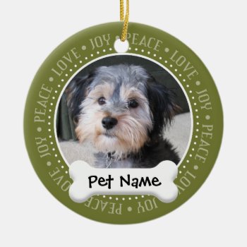 Personalized Dog Photo Frame - Single-sided Ceramic Ornament by MyPetShop at Zazzle