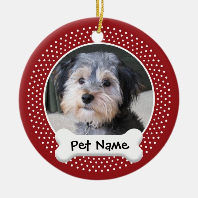 Personalized Dog Photo Frame - SINGLE-SIDED Ceramic Ornament (Front)