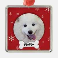 Personalized Dog Photo Holiday Metal Ornament