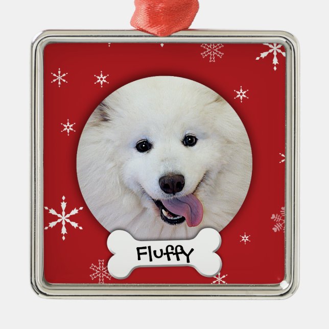 Personalized Dog Photo Holiday Metal Ornament (Front)
