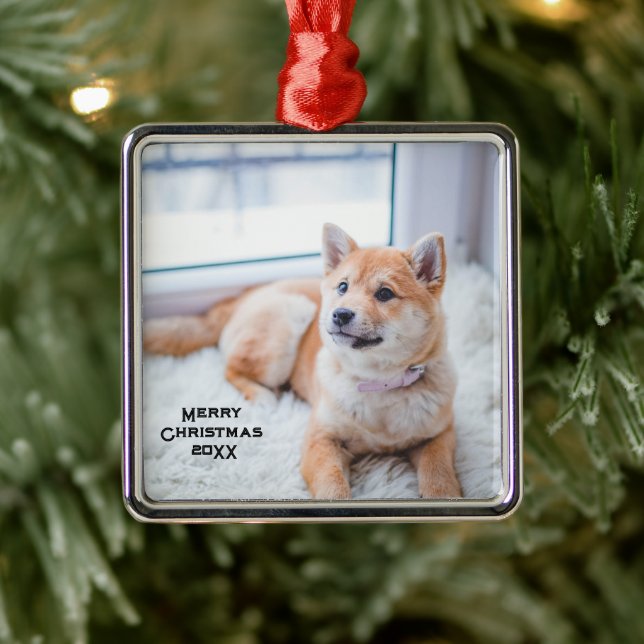 Personalized Dog Photo Metal Ornament Christmas (Tree)