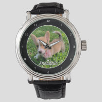Personalized Dog Photo Monogram Modern Pet Owner Watch