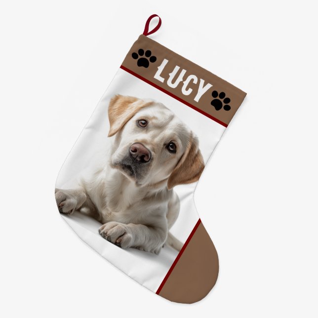 Personalized Dog Photo & Name | Christmas Stocking (Front (Hanging))