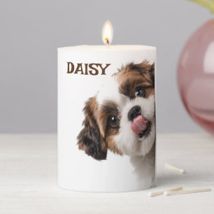 Personalized Dog Photo & Name Pillar Candle