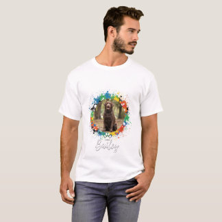 Personalized Dog Photo Name Splash Art Watercolor  T-Shirt