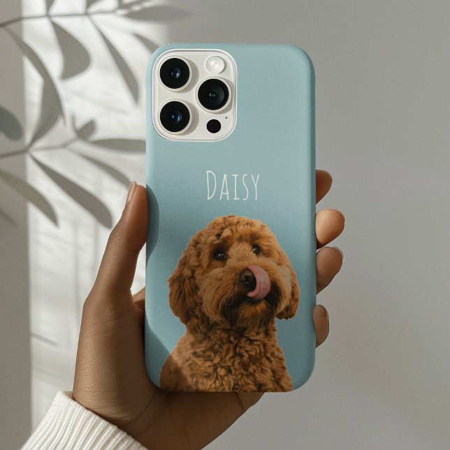 Personalized Dog Photo | Pastel Blue Pet Case-Mate iPhone Case (Creator Uploaded)