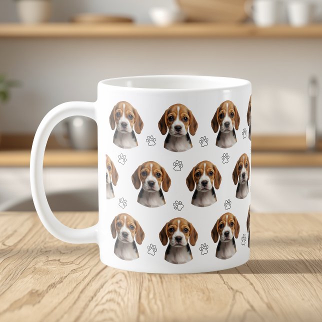 Personalized Dog Photo Paw Pattern Coffee Mug (Creator Uploaded)