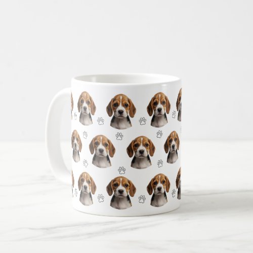 Personalized Dog Photo Paw Pattern Coffee Mug
