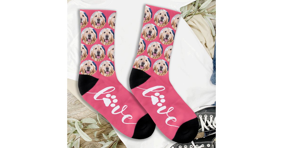 Personalized Dog Photo Paw Print Pet Socks | Zazzle