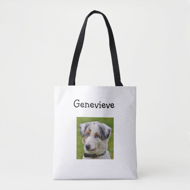 Personalized Dog Photo Paw Print Tote Bag (Front)