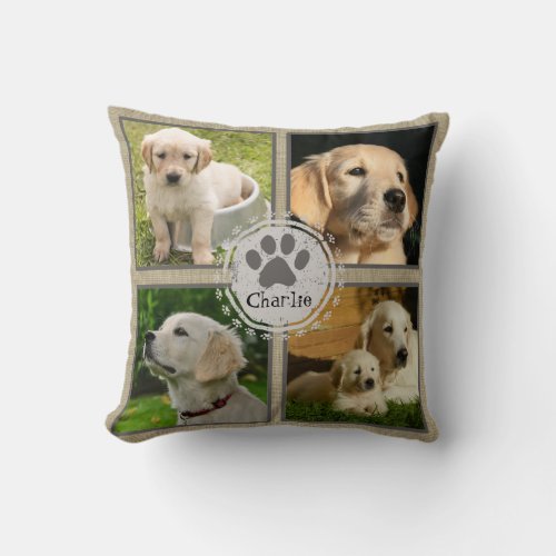 Personalized Dog Photo Pillow 4 Photos and Name