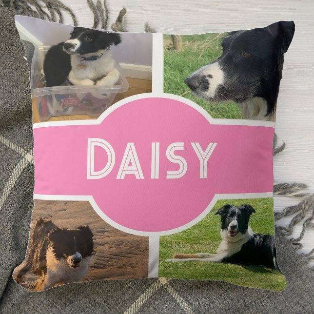 Personalized Dog Photo Pink Throw Pillow (Best dog ever! Keepsakes and mementoes )
