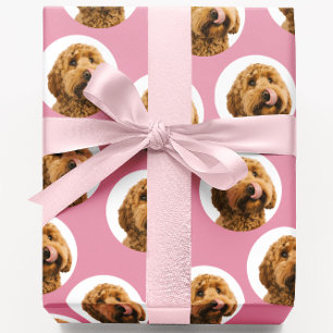 Personalized Dog Photo Pink  Wrapping Paper