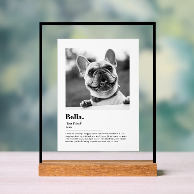Personalized Dog Photo Print Dictionary Definition Acrylic Sign (Neutral)