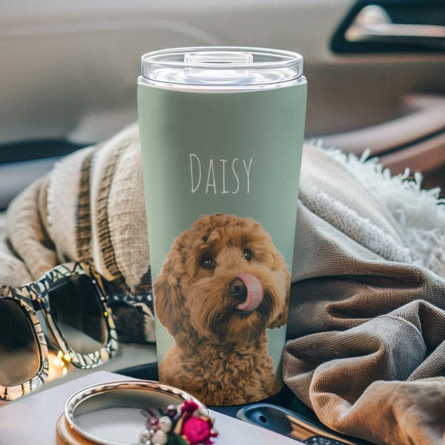 Personalized Dog Photo Sage Green Insulated Tumbler (Creator Uploaded)