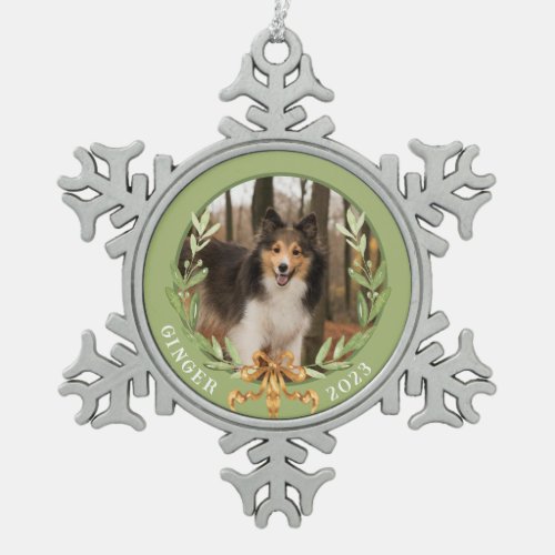 Personalized Dog Photo Snowflake Pewter Christmas Ornament