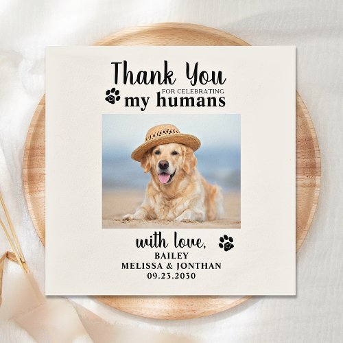 Personalized Dog Photo Thank You Pet Wedding Napkins