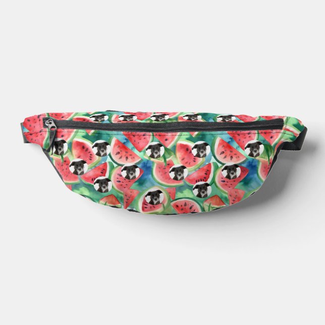 Personalized Dog Photo Watermelon Pattern Fanny Pack (Lay Down)