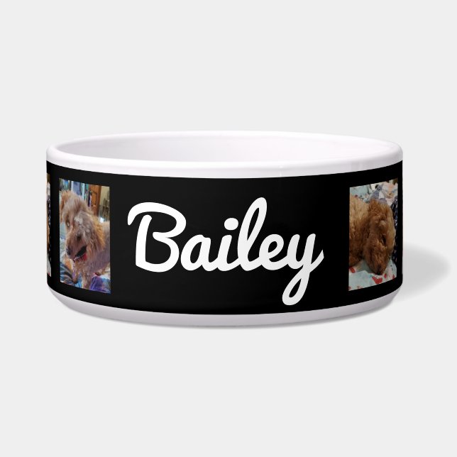 Personalized dog Photos and  Name Black Bowl (Front)