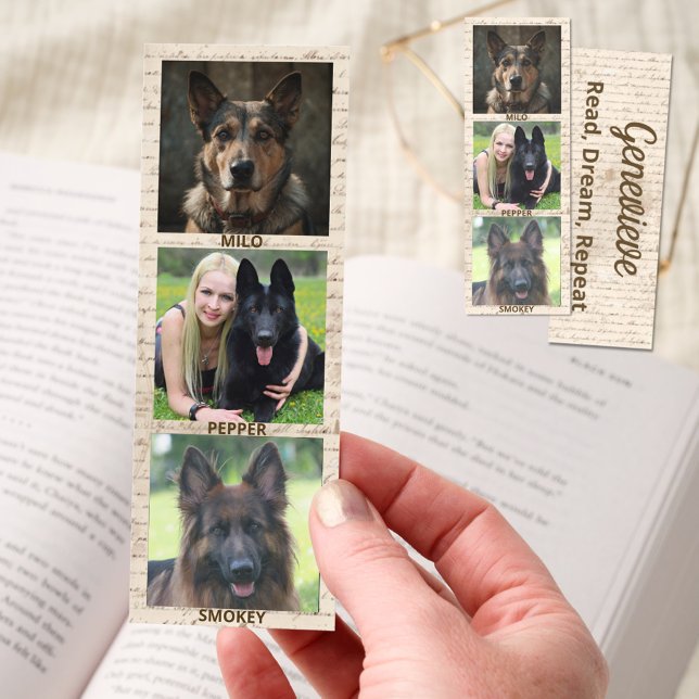 Personalized Dog Photos Vintage Paper Dog Lover Bookmarks (Creator Uploaded)