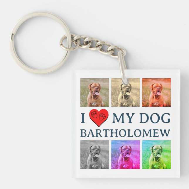 Personalized Dog Pop Art Pet Lover Gift Keychain (Front)