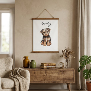 PERSONALIZED DOG PORTRAIT BANNER-MORKIE ART PRINT HANGING TAPESTRY