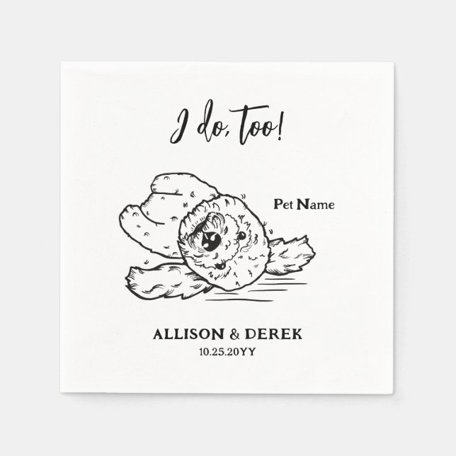 Personalized Dog Portrait Wedding Napkins (Front)