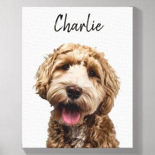 Personalized Dog Portrait with Custom Name Canvas Photo Tile