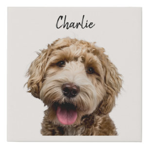 Personalized Dog Portrait with Custom Name Faux Canvas Print
