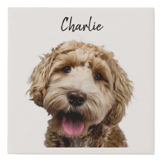 Personalized Dog Portrait with Custom Name Faux Canvas Print