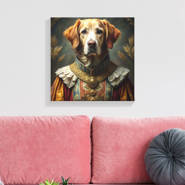 Personalized Dog Portrait: Your Dog as a Knight  Canvas Print (Insitu(LivingRoom))