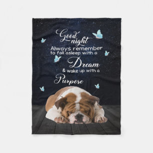 Personalized Dog Quilt Blanket, Bulldog Good Night