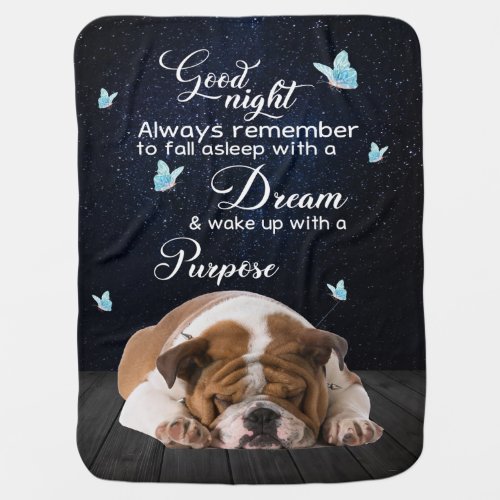 Personalized Dog Quilt Blanket Bulldog Good Night Baby Blanket