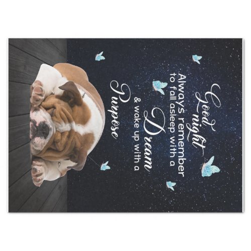 Personalized Dog Quilt Blanket Bulldog Good Night Tissue Paper