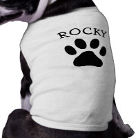 Personalized dog shirt with paw print and name