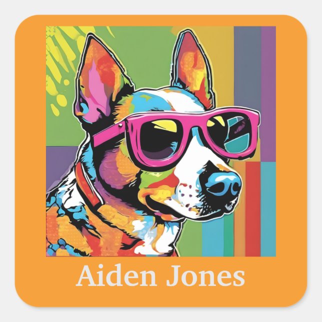 Personalized dog stickers colorful (Front)