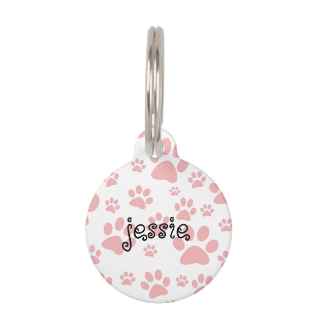 Personalized Dog Tag with Paw Print Design (Front)