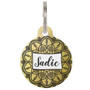 Personalized Dog Tags, Add name to Gold and Black Pet Name Tag