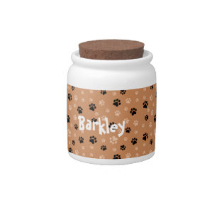 Personalized Dog Treat Jar Paw Prints