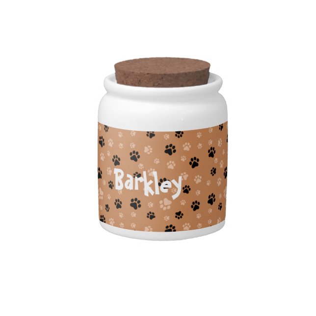 Personalized Dog Treat Jar Paw Prints (Front)