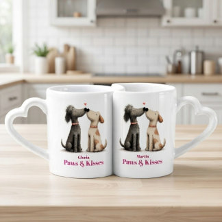 Personalized Dog Valentine Shirt – Paws & Kisses Coffee Mug Set